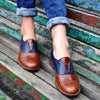 Brogue Splicing Slip On Block Shoes