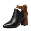 Splicing Pointed Toe Buckle Ankle Boots