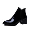 Patent Leather Block Heel Chelsea Boots