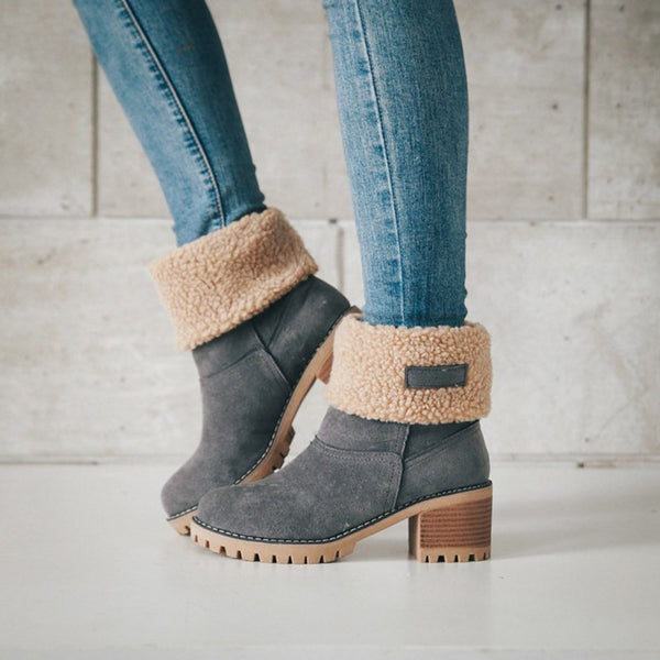 Suede Warm Lining Platform Ankle Boots