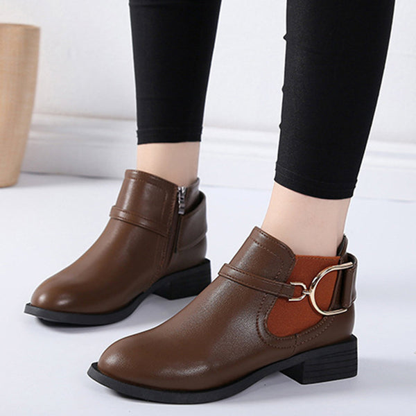 Metal Fashion Block Casual Chelsea Boots