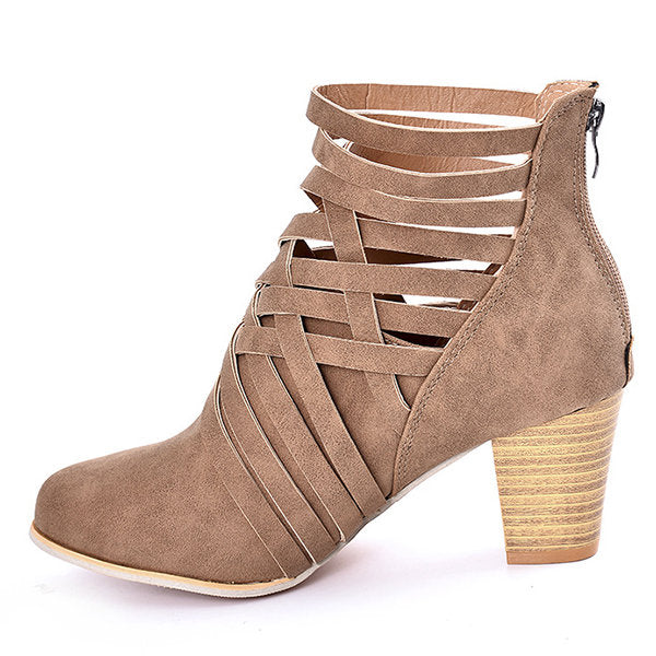 Hollow High Heel Ankle Boots For Women