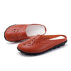 Hollow Leather Comfy Backless Loafers