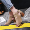 High-qulity Suede Hollow Block Heel Pumps